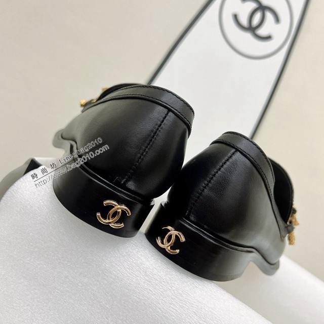 Chanel小羊皮休閒皮鞋單鞋 香奈兒22新款高版本鏈條樂福鞋 dx3170